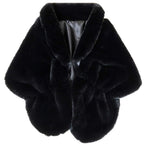 Fashowlife Faux Fur Shawls and Wraps For Women Stole Bridal Bridesmaids Warm Womens Cloak Cape Coat For Wedding Party, Black, Large-XX-Large Plus