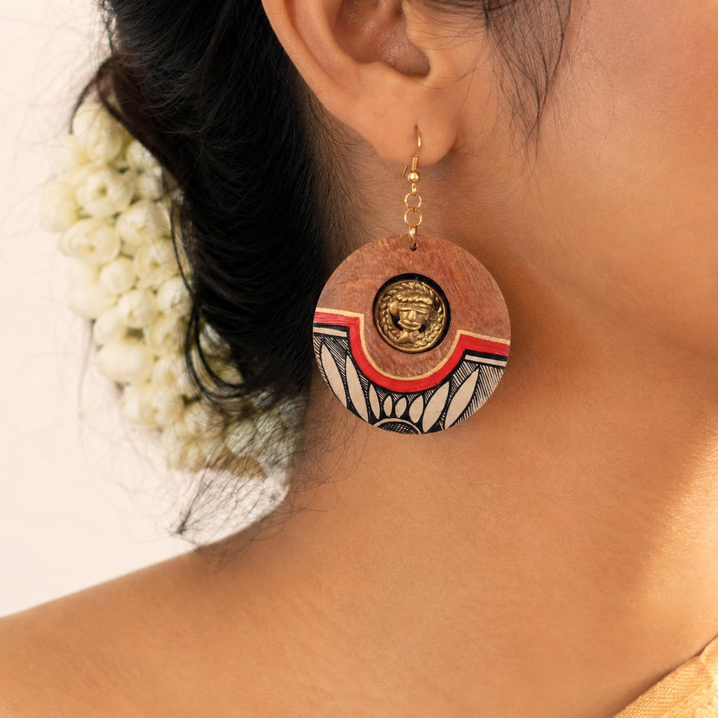 Aakriti Art Creations’ Princess-III' Handcrafted Tribal Wooden Earrings | Multicolor Wooden Beads, Brass & Wood Earrings, Small & Compact | Lightweight Matte Finish | Handmade Ethnic Design