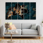 VIBECRAFTS Beautiful Lilies Flowers 5 Pieces Canvas Wall Painting For Home | Office | Living Room | Gift (PTVC5Pcs4_8547)