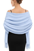 Cindy & Wendy Women's Pashmina Shawl Wrap for Evening Dress Bridesmaid Wedding Bridal Winter Warm Large Soft scarf, Light Blue, One size