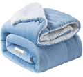 BSB HOME Polyester Micromink Warm Sherpa Super Soft Flannel Solid/Plain Blanket for Light/Mild Winter, Aqua, Size 150 X 230 Cms (Approx 4.7 X 7 Ft, Single), 200 TC Kafalo