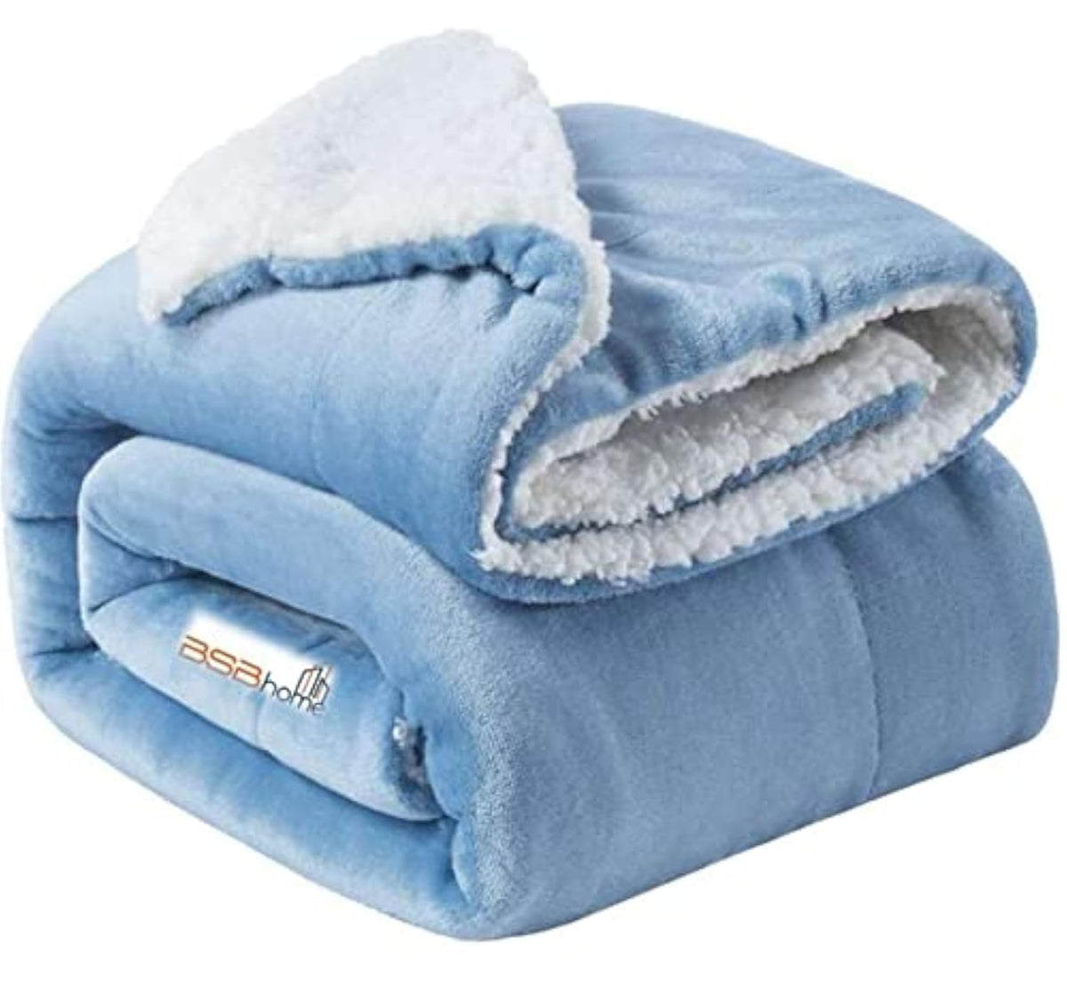 BSB HOME Polyester Micromink Warm Sherpa Super Soft Flannel Solid/Plain Blanket for Light/Mild Winter, Aqua, Size 150 X 230 Cms (Approx 4.7 X 7 Ft, Single), 200 TC Kafalo