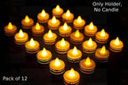 12 pc Metal Tealight Round Golden Candle Holder Stands for Pooja thali Decoration Candle Stand Diya Stand for All Festive Diwali Laxmi Pooja Ganesh Chaturthi Home Temple Floor Decoration