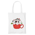 Happu-White Cotton Canvas Tote Bag with Zip | Happy Christmas Festive Print | Reusable, Washable & Eco-Friendly Multi-Purpose Tote for Women & Girls HPK-3442