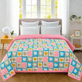 Cotton Reversible Summer Blanket, AC Comforter with Classic Printed Design, Cooling Quilt Dohar for Single Or Double Bed, Ideal for Gifting (Heart Print, Double Bed) Kafalo
