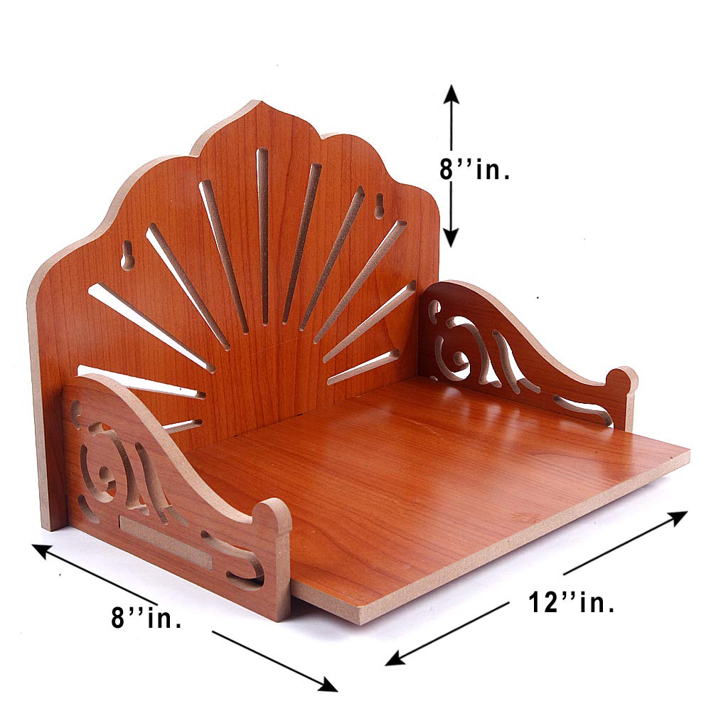VJ SONS Art and Craft Wooden Temple Beautiful Plywood Mandir Pooja Room Home Decor Office OR Home Temple (Red)