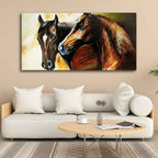 VIBECRAFTS A Pair of Horses Premium Canvas Wall Painting With Frame for Living Room Drawing Room Home|Office|Gift (PTVCH_2224N)