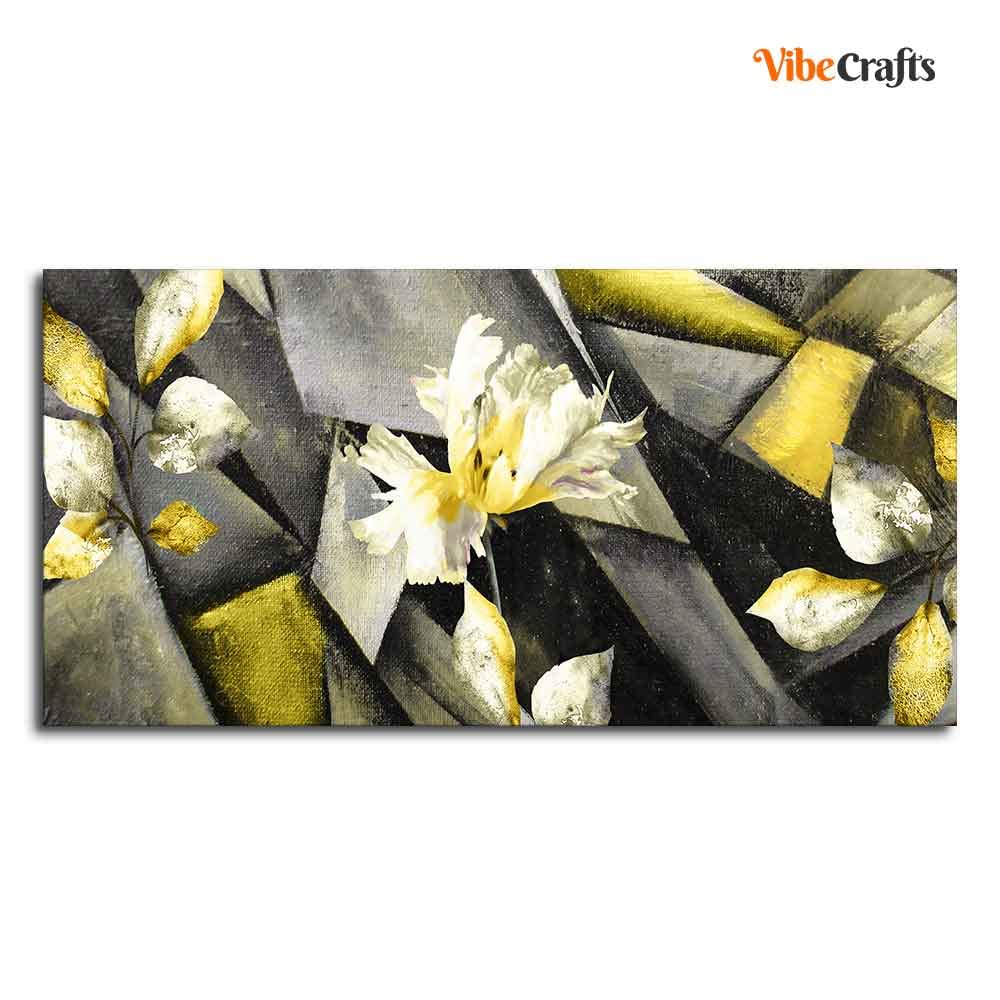 VIBECRAFTS Canvas Paintings for Living Room Drawing Room Abstract Flowers Art Canvas Wall Painting Fitted With Wooden Frame For Home | Office | Living Room | Gifts (PTVCH_2551)