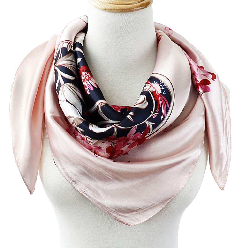 PALAY Satin Scarf For Women Stylish Hair Wrap 90 * 90Cm Pink