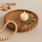 FABULO 10-Inch Round Wooden Serving Tray | Decorative Tray For Table & Kitchen | Stylish Home Decor & Table Organizer.