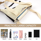PALAY Panda Tote Bag Large Crochet Handbag for Women College Office Travel
