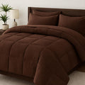 linenaffairs Heavy Winter Bed Comforter for Double Bed - 500 GSM Ultra Warm Quilt Blanket/Rajai - Chocolate - Down Alternative Microfiber Duvet Insert with Corner Ties - Winter Season Premium Kafalo