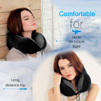 trimonk Travel Neck Pillow with Eye Mask for Airplane, Car, Train, Bus, Grey