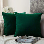 Khooti Velvet Cushion Cover, 22x22 Inch | Army Green | Pack of 3 | Solid Plain Soft & Smooth, Decorative Cushion Covers for Living Room, Bedroom, Couches, Chairs, Sofas, Beds & Home Decor