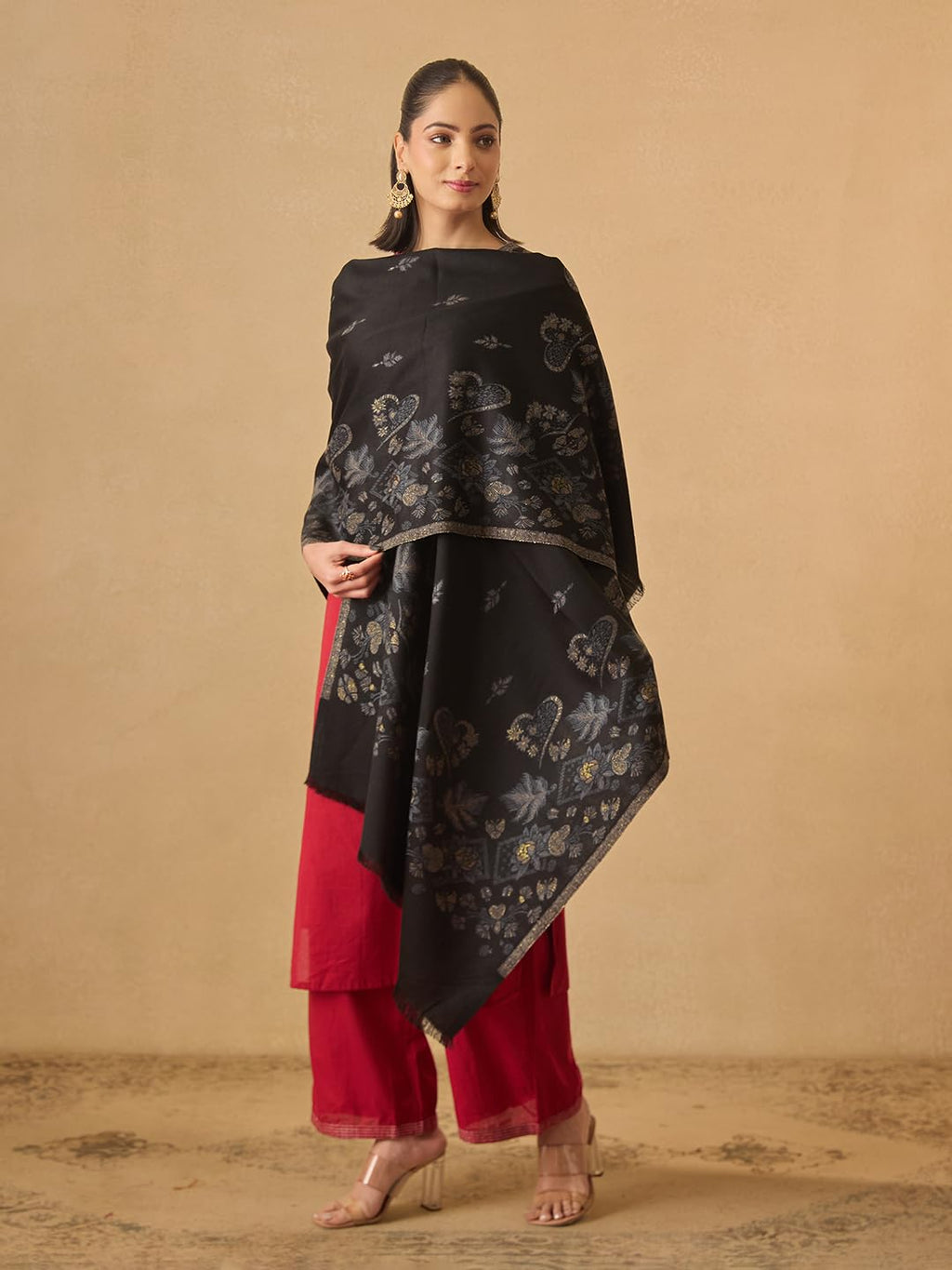 Pashmoda Women Eternal Blooms Kaani Wool Blend Stole (Size : 28x80in, 71X203cm) AVST08