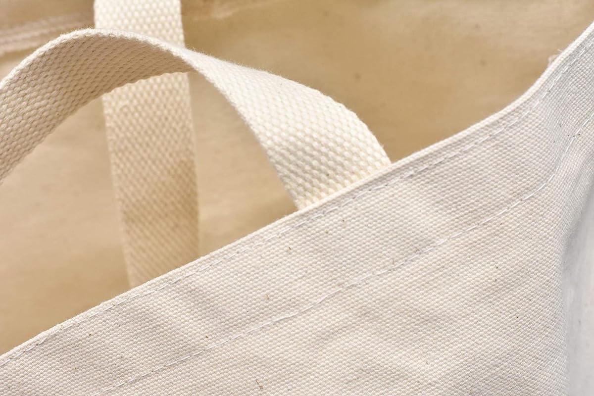Metsi Reusable Canvas Laundry Bag with Shoulder Straps, Extendable Drawstring Top, Eco-Friendly 100% Cotton Cloth Tote for Shopping, Travel and Storage, Pack of 3