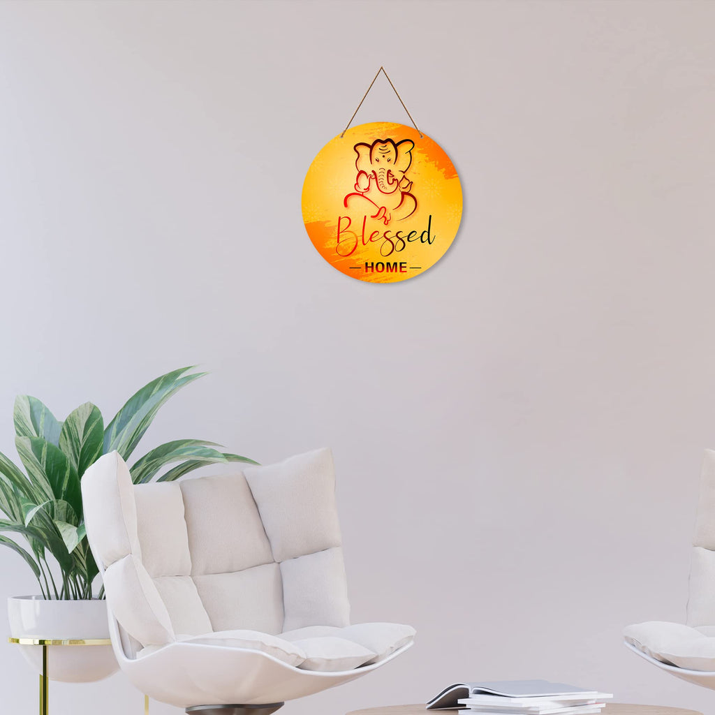Artvibes Blessed Home Round MDF Wooden Wall Art for Home Decor | Quotes Decor Item | Home Quotes Wall Hanging | Modern Decor Items | Wall Poster | Artworks Hangings | Unique Gift (WH_4014NN)