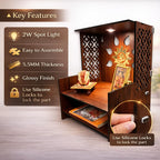 Zesta Wooden Mandir for Home Big Size | DIY Pooja Mandir with LED Spot Light | Devghar Cabinet for Living Room or Office | Wall Mounted Pooja Unit for Home