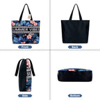 NFI essentials Polyester Printed Tote Bag for Women with Zipper, Casual Handbag Shopping, Tote Grocery Portable Bag Eco-Friendly Hobo Bag, Travel, Work, Beach, Office, College (SB-16-D1)