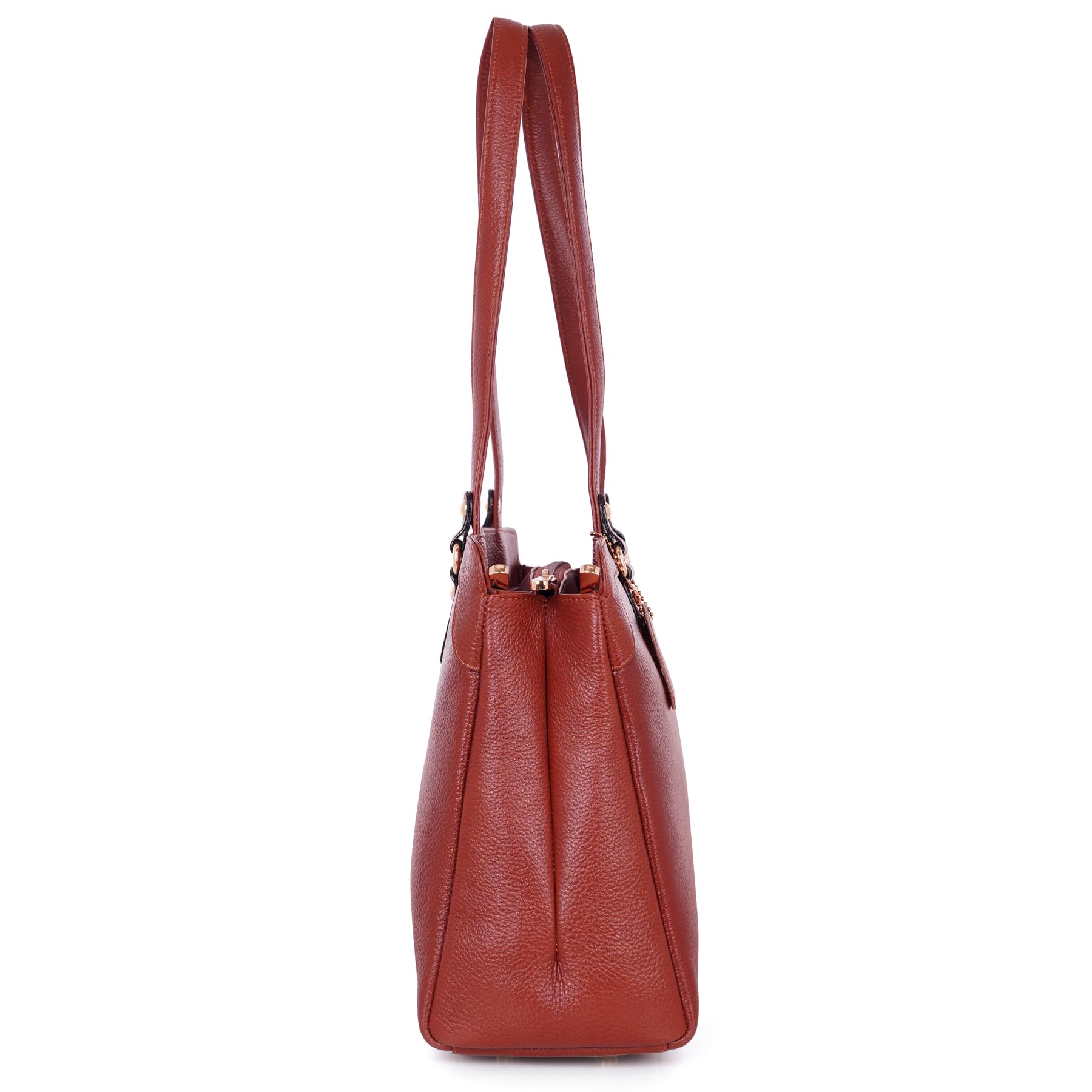 RICHSIGN LEATHER ACCESSORIES Full Grain Natural Leather Top Handle Satchel Tote Handbags & Shoulder Bags For Women Office (Dimension- L-13 X H-10 x W- 4 Inch | Weight- 0.7 KG / 700 GR (BROWN)