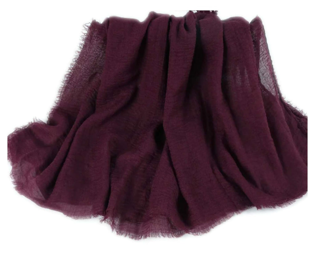 IBA ISBA COLLECTIONS Women's Crinkle Cotton Scarf, Stoles, Hijab (80 x 190 Cms) (Dark Purple)
