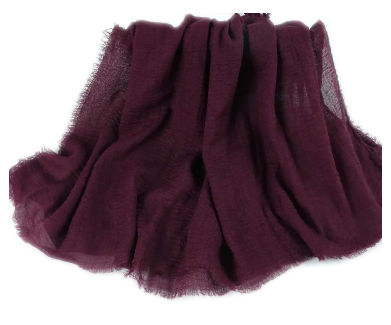 IBA ISBA COLLECTIONS Women's Crinkle Cotton Scarf, Stoles, Hijab (80 x 190 Cms) (Dark Purple)
