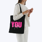 Cbag_Zip_BlackYouMatter - Peach Blossom Tote Bag With Zipper, 100% Cotton Womens Collage Shopping Canvas Bag, Multi-Purpose, Single