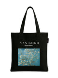 Peach Blossom Women's Printed Cotton Zipper Tote Bags (BLK - BLUE SKY)
