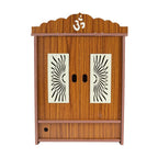 YIXT Premium MDF Wooden Temple Mandir for Home with Matte Finish, Storage Cabinet & Light for Pooja and Home Decoration