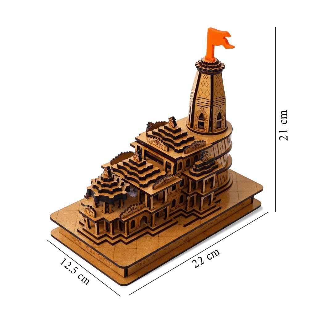 Ram Mandir Ayodhya 3D Model Authentic Design Ideal for Home Temple, Home Decor & Gifts (22x21x12 cm) with Light & Charger Adapter