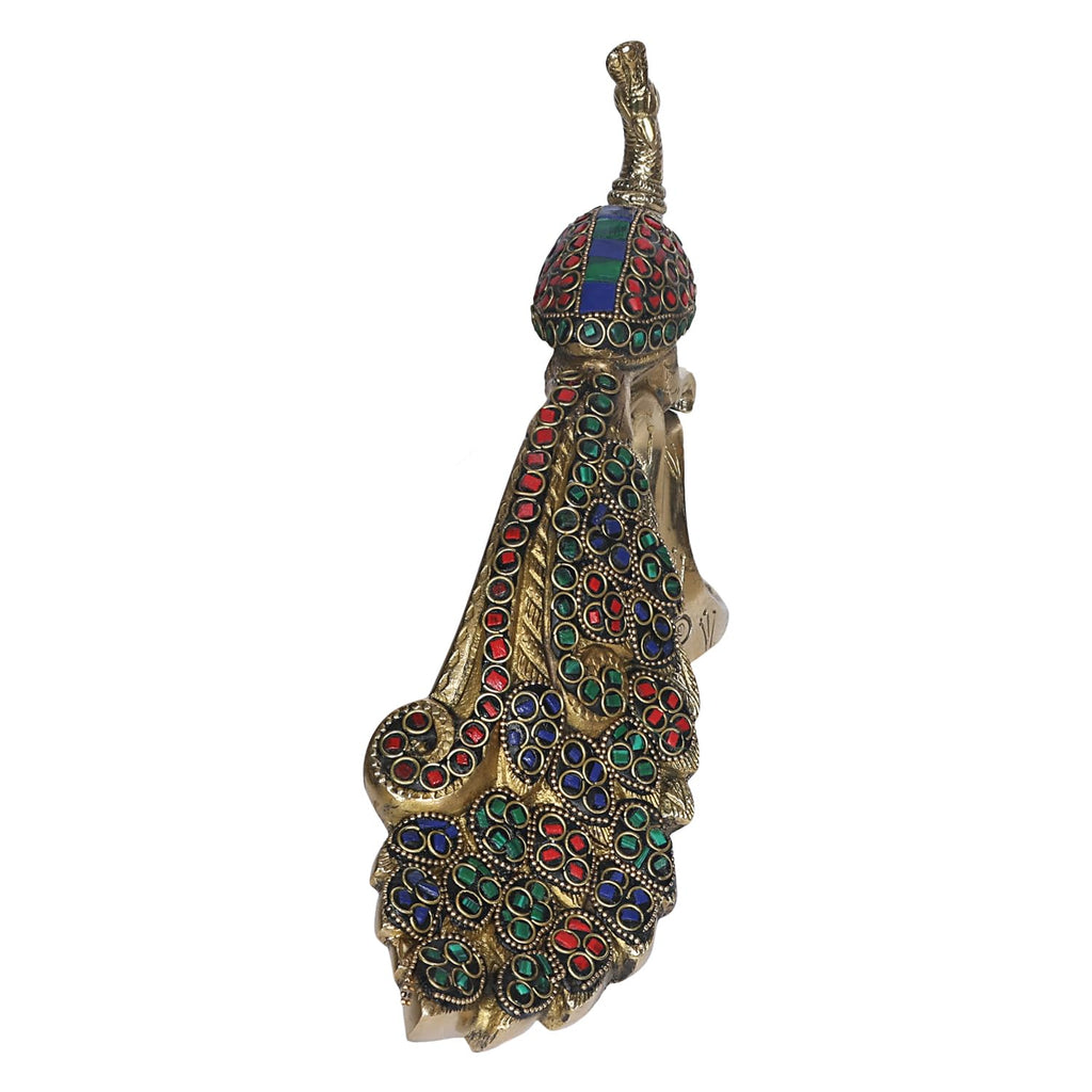 ARTVARKO Brass Peacock Showpiece Multicolor Peacock Statue Decor Tabletop Living Showpiece Gift 9 Inch