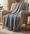 HAKAM Cotton Handloom Waffle Slub Throw Blanket for Sofa & Bed | Soft Lightweight Decorative Throw with Tassels | All-Season Cosy Couch & Bed Throw | 125 x 150 cm, Pack of 1 (Dark Gray) Kafalo