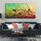 VIBECRAFTS Canvas Paintings for Living Room Drawing Room Birds On Branch Abstract Canvas Wall Painting Fitted With Wooden Frame for Home | Office | Gift (PTVCH_2435)