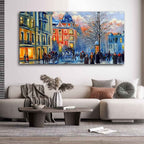 VIBECRAFTS Canvas Paintings for Living Room Drawing Room Old City In Winter Canvas Wall Painting Fitted With Wooden Frame for Home | Office | Gift (PTVCH_2446)