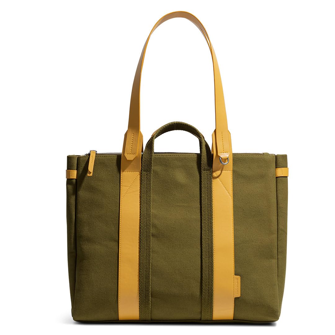 DailyObjects Women's Latest System Tote Bag|Stylish&Spacious Canvas Handbag With Zip Closure|Handcrafted Ladies Shoulder Purse|Sturdy Double Handles|Padded Laptop Compartments For Upto 14,Yellow