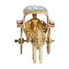 ARTVARKO Horse Cart Replica Brass Gemstone Handwork for Study Table Vastu Decor Fengshui Ashav Idol Murti Tanga Showpiece Statue 5.5 Inch