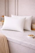 THE HOME STYLE Solid Cotton Feel Pillow Covers (18 x 28 inches, Set of 2 Pcs) | 300 TC | Super Soft & Smooth (PureCloud White)