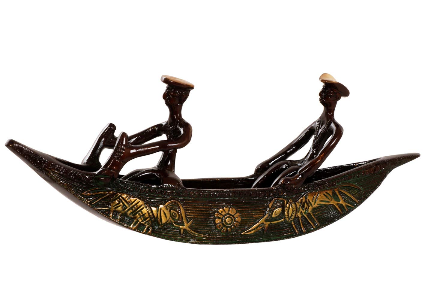 ARTVARKO Antique Tribal Kerala Handmade Brass Boat for Home Decorative Showpiece Gift 12 Inch