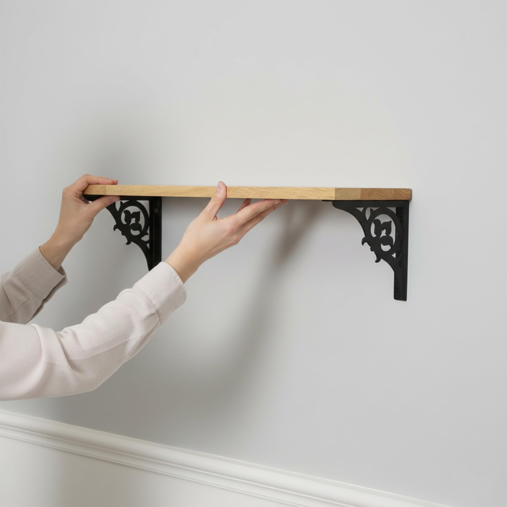 Spillbox wooden Pooja Home Temple|White Metal Shelf |Wall Mountable|Easy Screw Assembly|Home Temple for Puja Room |Pooja Stand | Mandir-SINGLE FLORAL (Black Small)