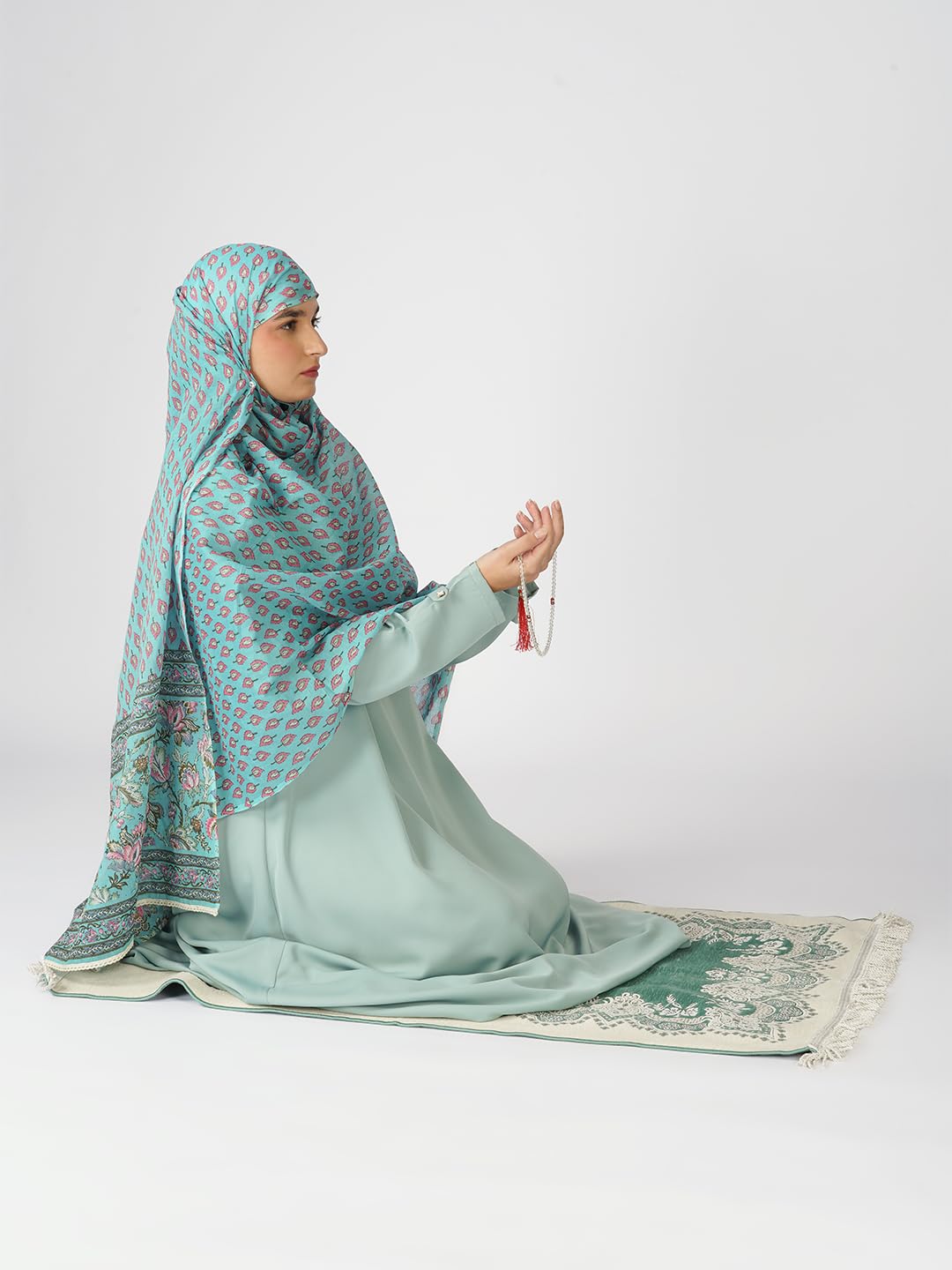 ANAApparels ANA Khansa Blue Green Floral Dupatta | 92 x 42 Inches – Premium Mulmul Cotton | Lace Border | Lightweight, Soft & Breathable