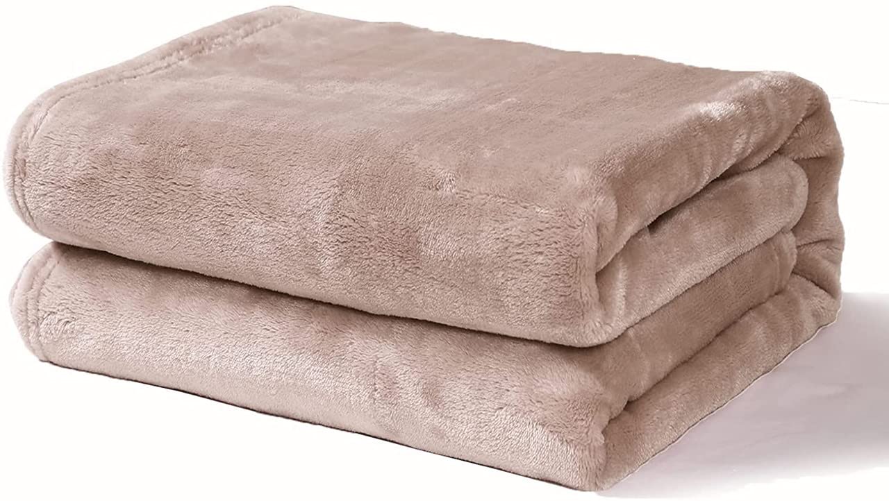 BSB Home Polyester Premium Plush Single Blanket|300 GSM Lightweight Cozy Soft for Bed, Sofa, Couch, Travel&Camping|150X220 Cm Or 60X86 Inches|Beige,200 TC Kafalo