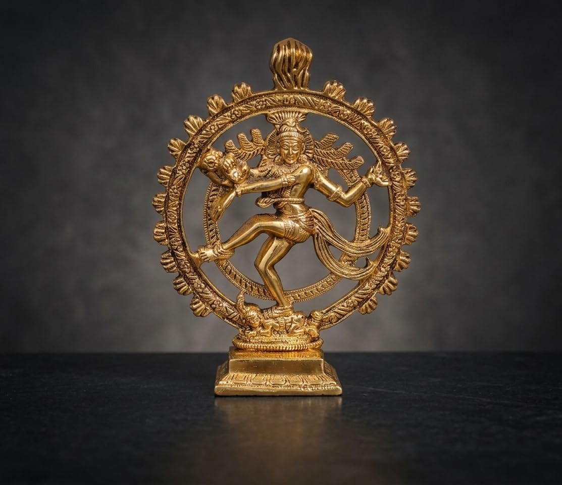 KridayKraft Metal Shiva Idol Natraj Statue for Home Decor,Gold Plated Dancing Shiva Natraja/Natrajan (Mahakal Murti) Showpiece Figurine Murti Deccoration & Gifts Article...