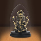 Shilpkala 2.5 Inch Brass Ultra Fine Sarp Ganesh Idol with Cobra Belt for Car Dashboard & Desk Decor