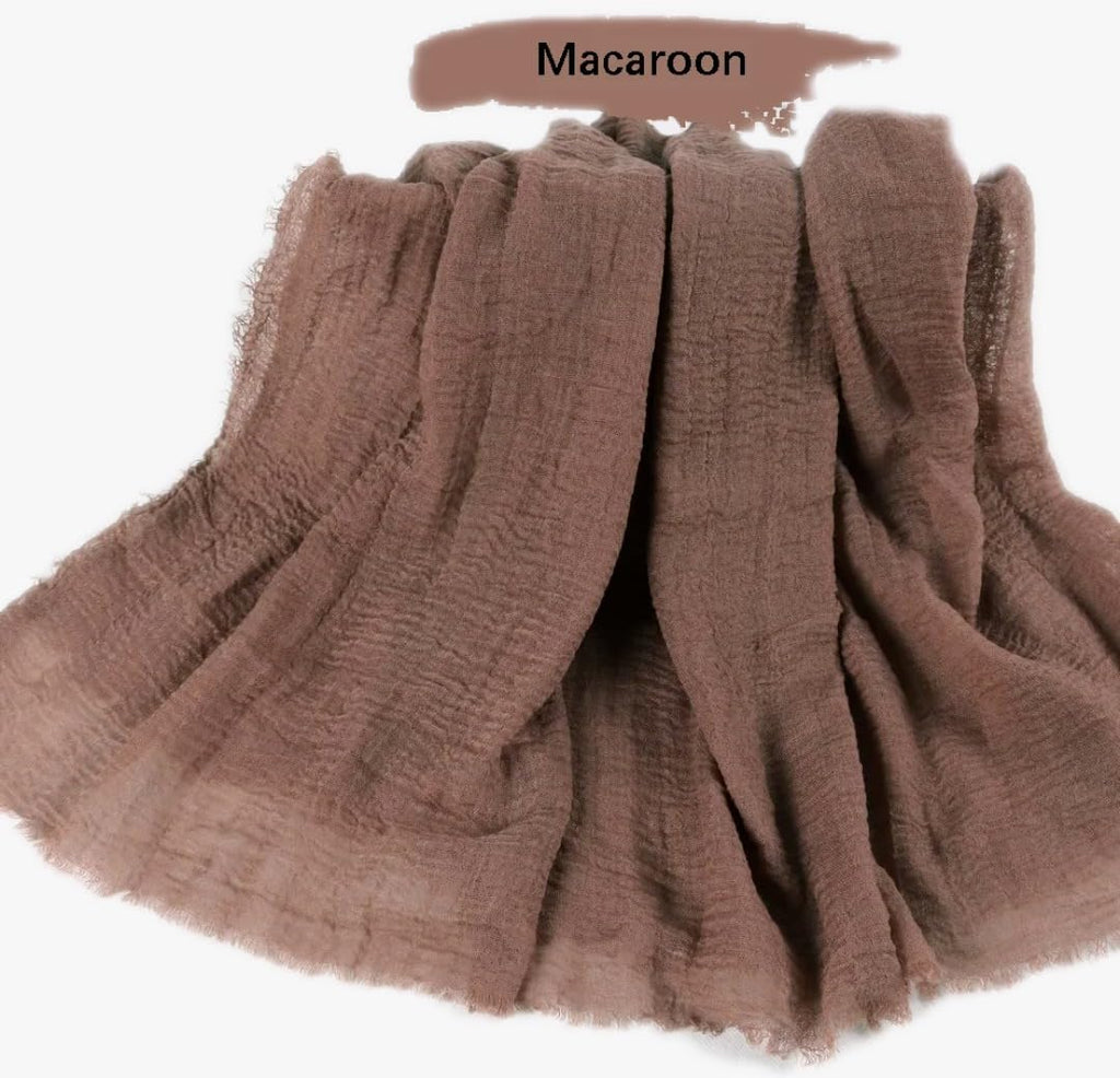 IBA ISBA COLLECTIONS Women's Crinkle Cotton Scarf, Stoles, Hijab (80 x 190 Cms) (Macaroon)