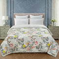 Lightweight AC Blanket for Single Bed Or Double Bed - Breathable Reversible Comforter for Summer Soft Microfiber All-Season Quilt for Mild Winter (RED Yellow Flower Printed Design, Double Bed) Kafalo