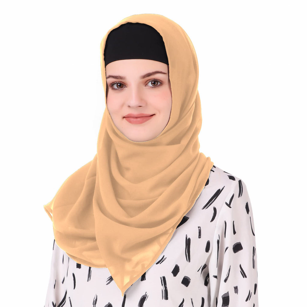 MyBatua Long Hijab in Breathable Soft Georgette large Head Wrap, Wholesale Price, 1pc Scarf HJ-020 (50x180 cm, Peach)