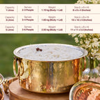 P•TAL Brass Patila for Cooking (3 litres) | 100% Pure Round Heavy Bottom | Hammered, Polished Tapeli/Patila/Bhagona | Golden Brass Handi (Free 30ml Copper & Brass Cleaning Solution)
