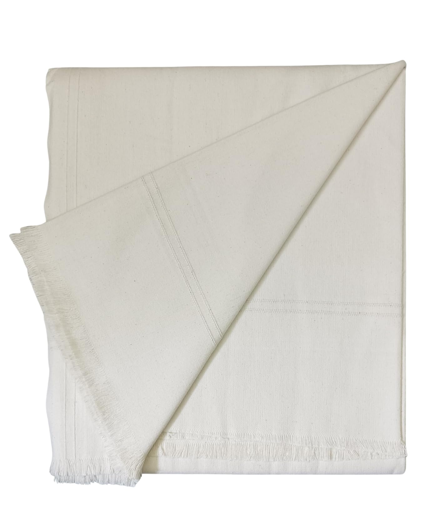 Bunkaar Arvore Hand Woven Thick and Heavy 100% Cotton Soft Beautiful Khes/Comforter/Chadar/Single AC Blanket, Set of 1 Pc, Size- 275cm X 150cm (White), Reversible Kafalo