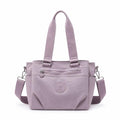 MOCA Women Nylon Tote Bag Lightweight Waterproof Handbag Large Capacity Multi Compartment Shoulder Crossbody Bag Daily Use Office Travel College Ladies Purse with Zipper (Lilac)