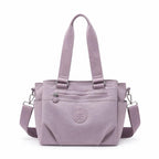 MOCA Women Nylon Tote Bag Lightweight Waterproof Handbag Large Capacity Multi Compartment Shoulder Crossbody Bag Daily Use Office Travel College Ladies Purse with Zipper (Lilac)